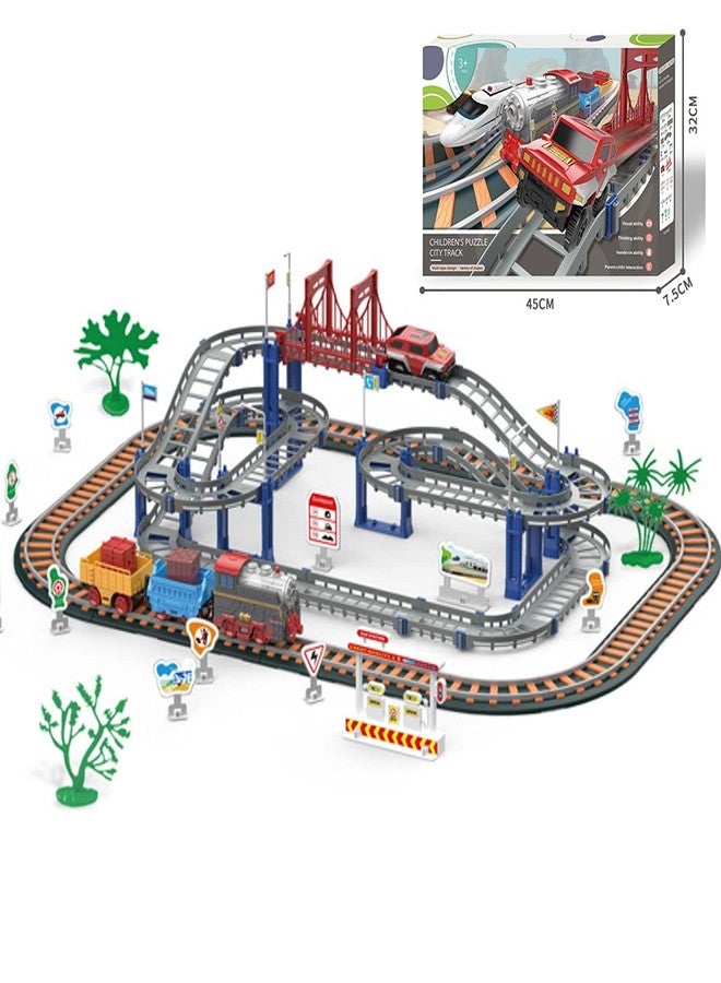 SOFTIES Dinosaur Toy Train with Track Set | Train Set for Kids 5+ Years with Car | Rollercoaster Tracks & Bridges | Long Track Train with Adjustable Rails | Big Size Train Toys for Boys 7-14 Years - Image 1